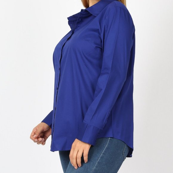 Plus Size Buttoned Dress Shirt Classic Design for office and formal occasions - Picture 3 of 4